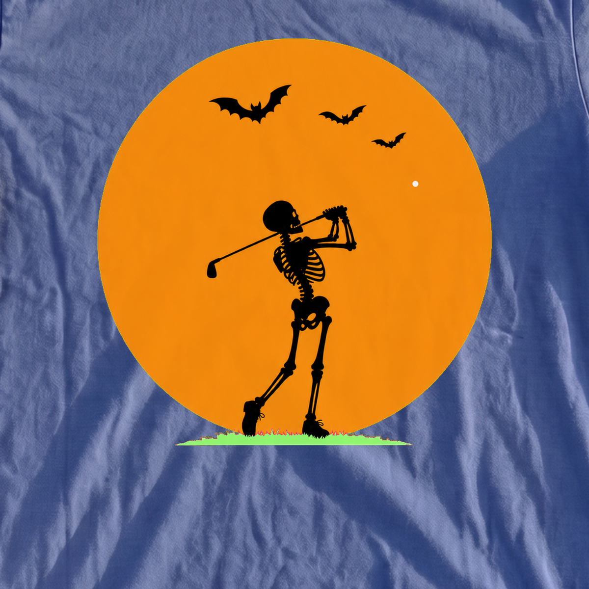 Halloween Moon Premium Tee, print close-up on Mystic Blue