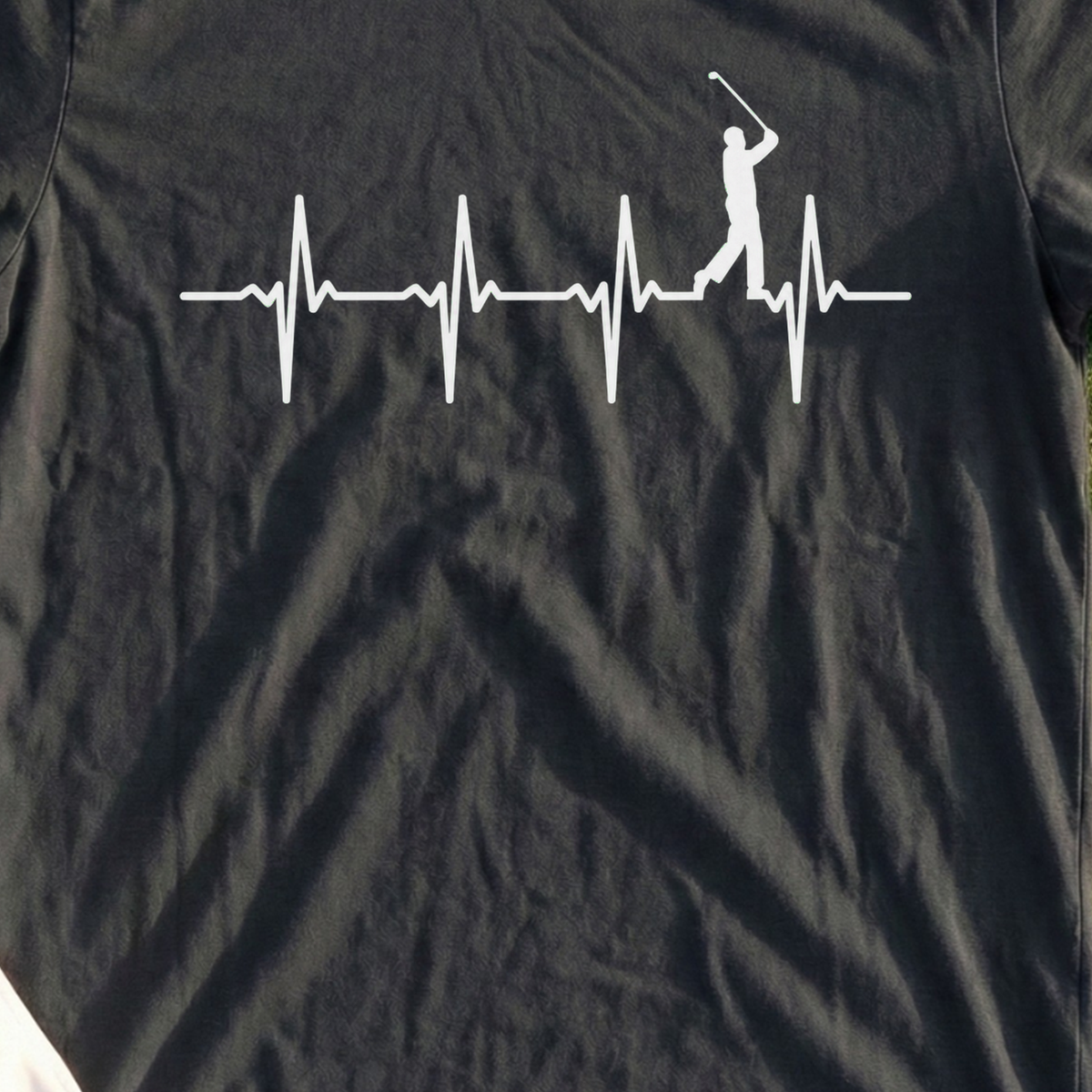 Golf Heartbeat Swing Tee, print close-up on Black