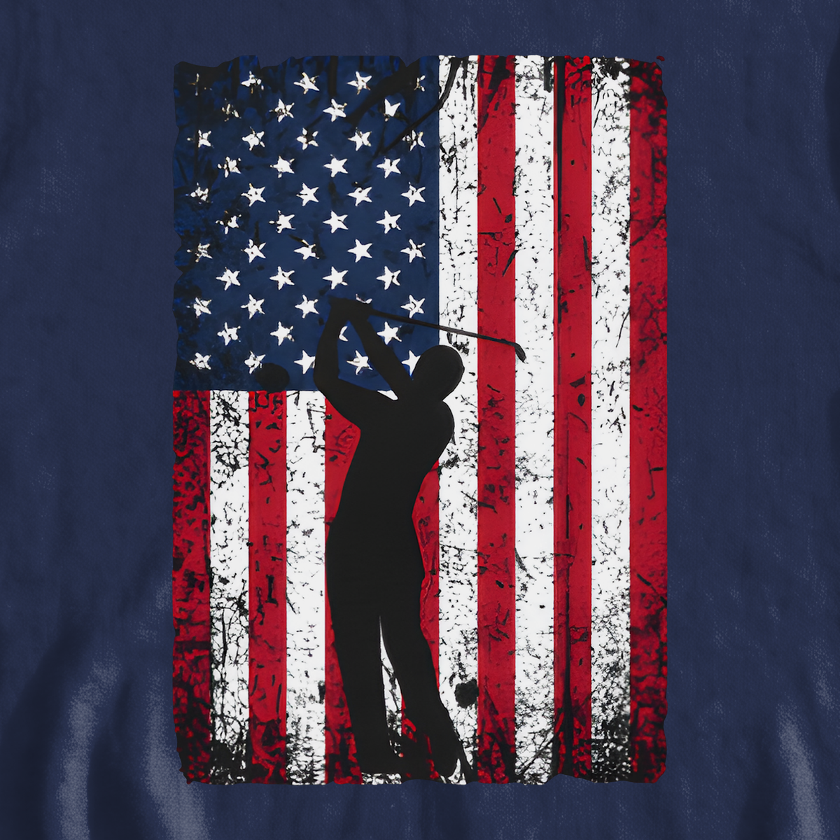 Flag Swing Sweatshirt, print close-up on Navy
