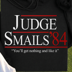 Judge Smails '84 Hoodie, print close-up on Black