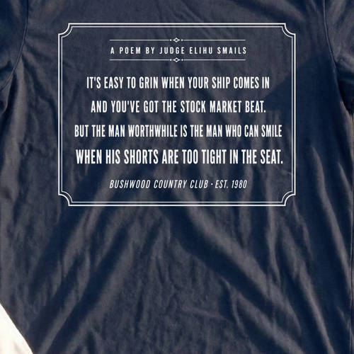 Judge Smails Poem Tee, print close-up on Navy