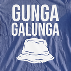 Gunga Galunga Premium Tee, print close-up on Mystic Blue