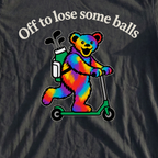 Off To Lose Some Balls Bear Tee, print close-up on Black