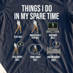 Things I Do In My Spare Time Tee, print close-up on Navy