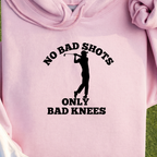 No Bad Shots Hoodie, print close-up on Light Pink