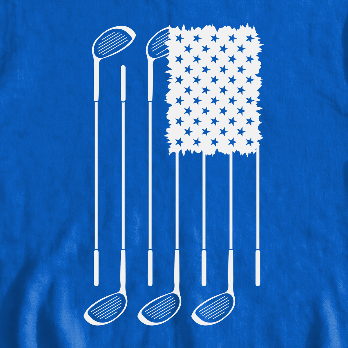 USA Flag Clubs & Stars Sweatshirt, print close-up on Royal