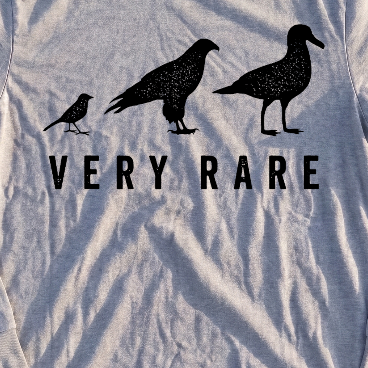 Very Rare Long Sleeve Tee, print close-up on Sport Grey