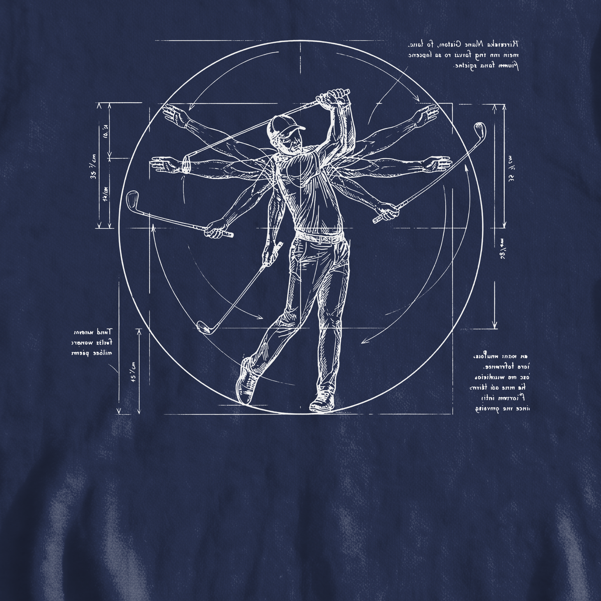 Da Vinci Swing Sweatshirt, print close-up on Navy