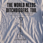 Ditch Diggers Long Sleeve Tee, print close-up on Sport Grey