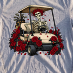 Cart Of The Departed Long Sleeve Tee, print close-up on Sport Grey