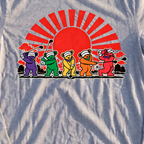 Golf Swing Bears Red Sun Long Sleeve Tee, print close-up on Sport Grey