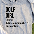 Golf Girl Hoodie, print close-up on Sport Grey