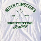 Mitch Cumstein Night Putting Long Sleeve Tee, print close-up on White