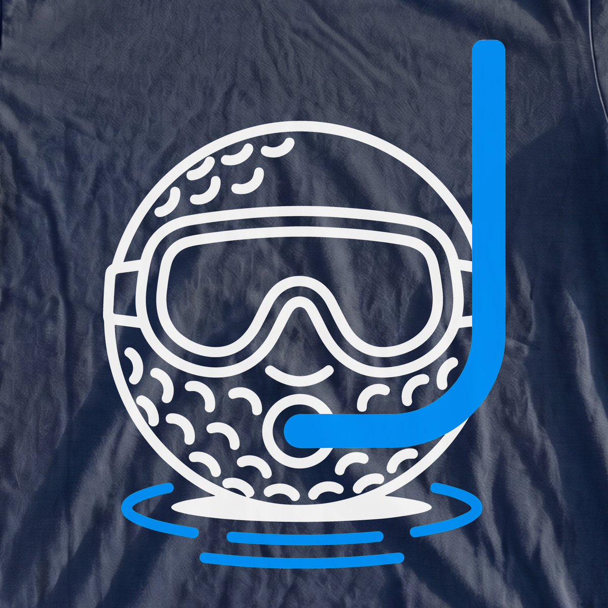 Scuba Ball Premium Tee, print close-up on True Navy