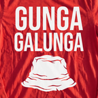 Gunga Galunga Long Sleeve Tee, print close-up on Red