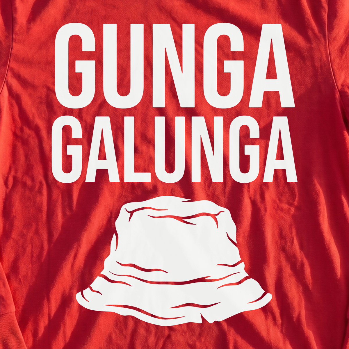 Gunga Galunga Long Sleeve Tee, print close-up on Red