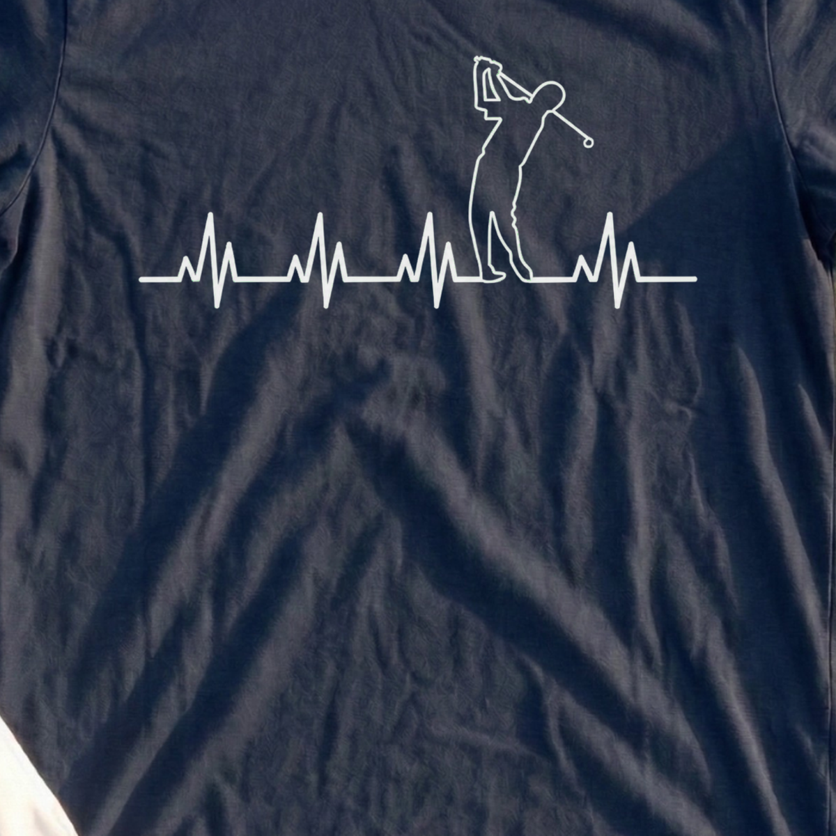 Golf Heartbeat Tee, print close-up on Navy