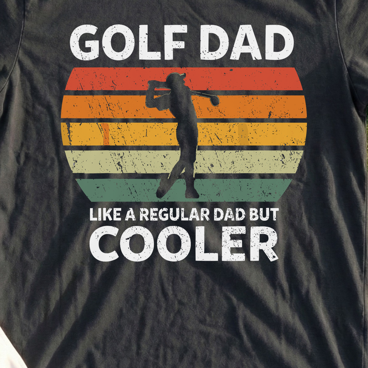 Golf Dad Tee, print close-up on Black