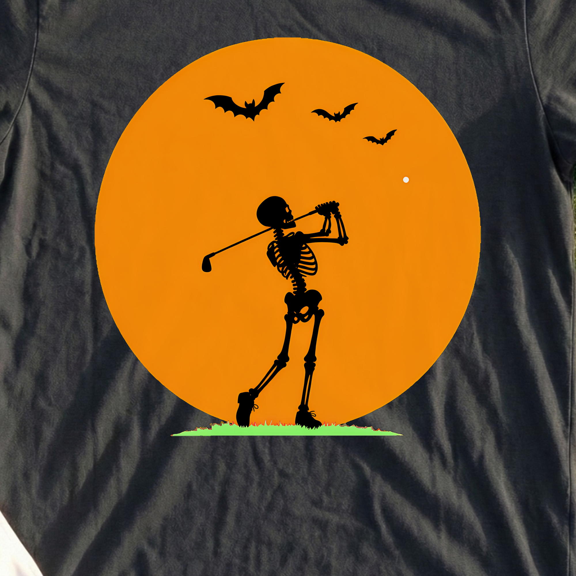Halloween Moon Tee, print close-up on Black