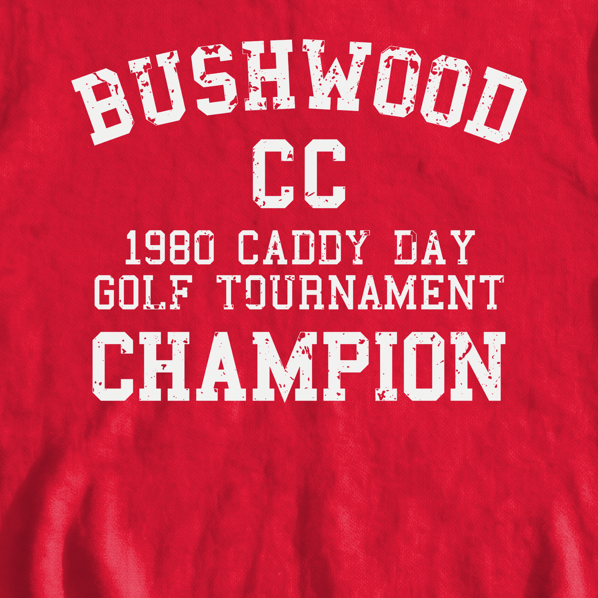 Bushwood Caddy Day Sweatshirt, print close-up on Red