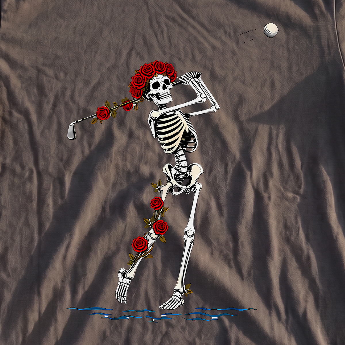 Rose Skeleton Approach Heavyweight Tee, print close-up on Pepper
