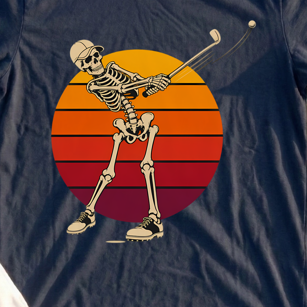 Full Send Skeleton Tee, print close-up on Navy
