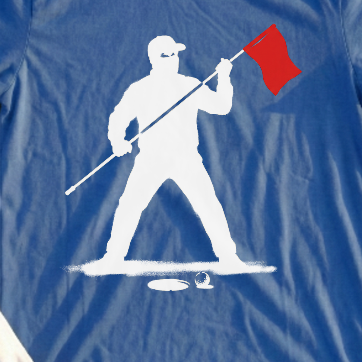 Tending The Pin Tee, print close-up on Royal