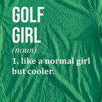 Golf Girl Long Sleeve Tee, print close-up on Irish Green