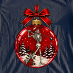Rose Follow Through Ornament Tee, print close-up on Navy