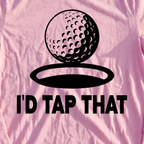 I'd Tap That Long Sleeve Tee, print close-up on Light Pink