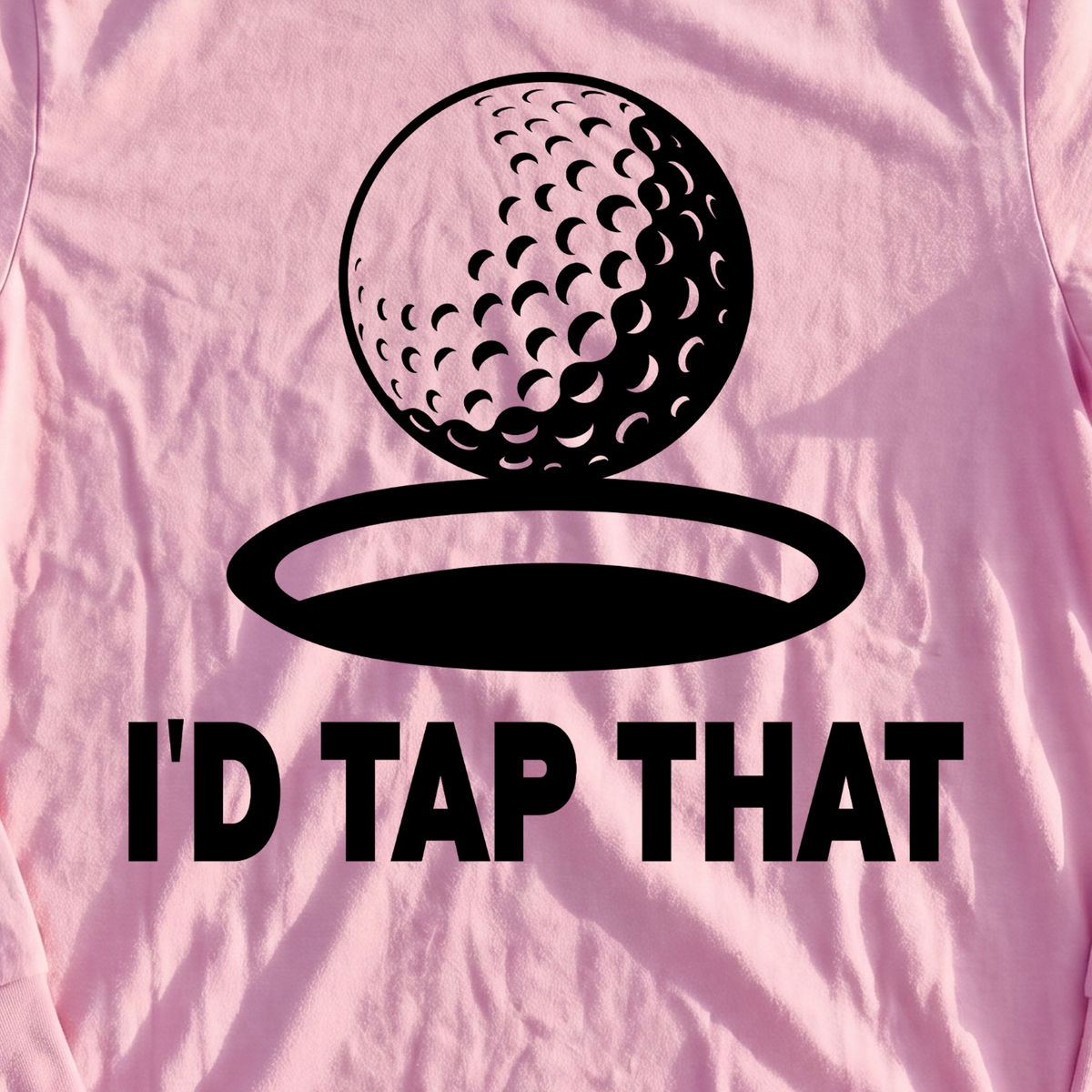 I'd Tap That Long Sleeve Tee, print close-up on Light Pink