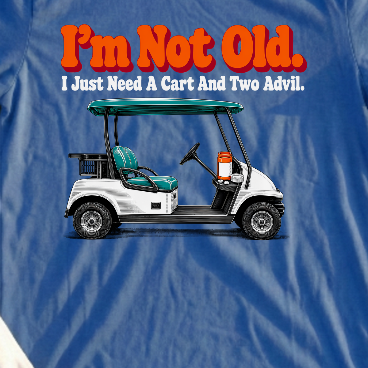 I'm Not Old Tee, print close-up on Royal