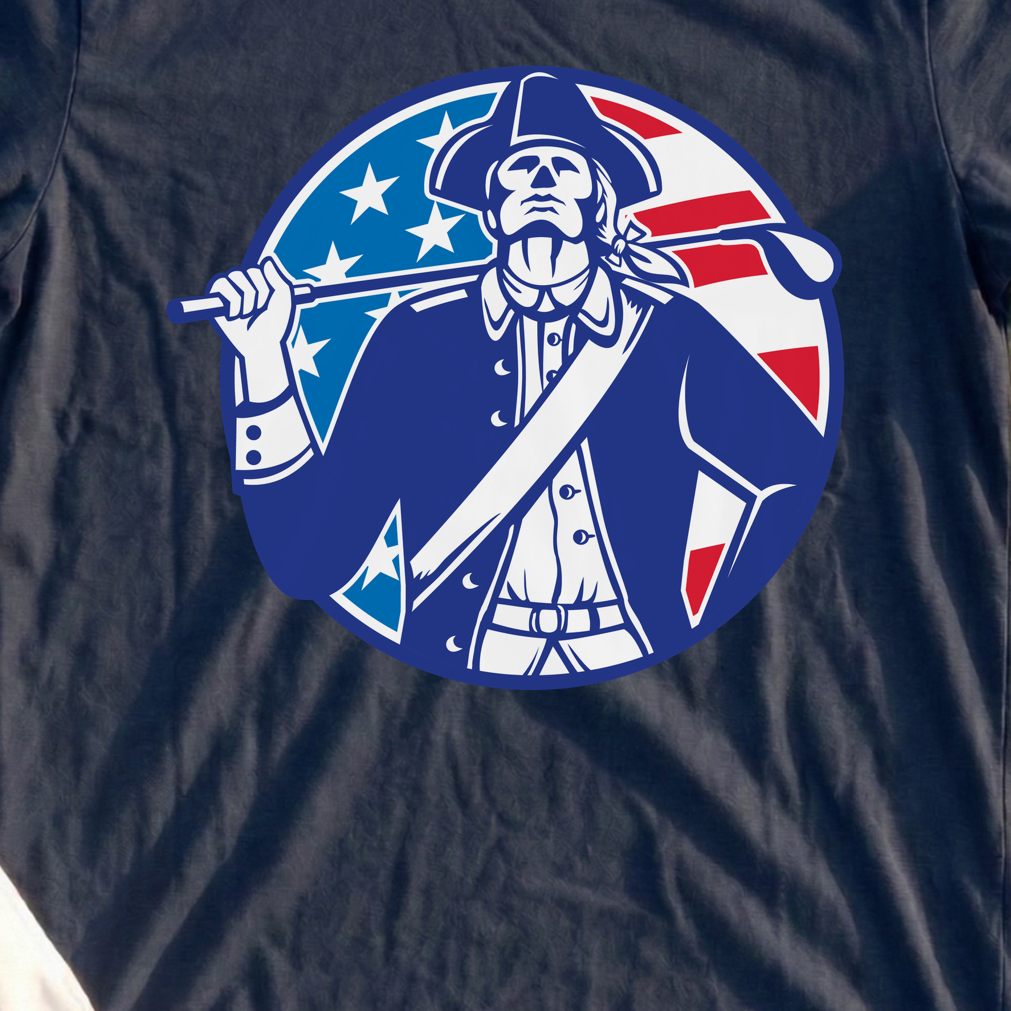 Patriot Golfer Crest Tee, print close-up on Navy