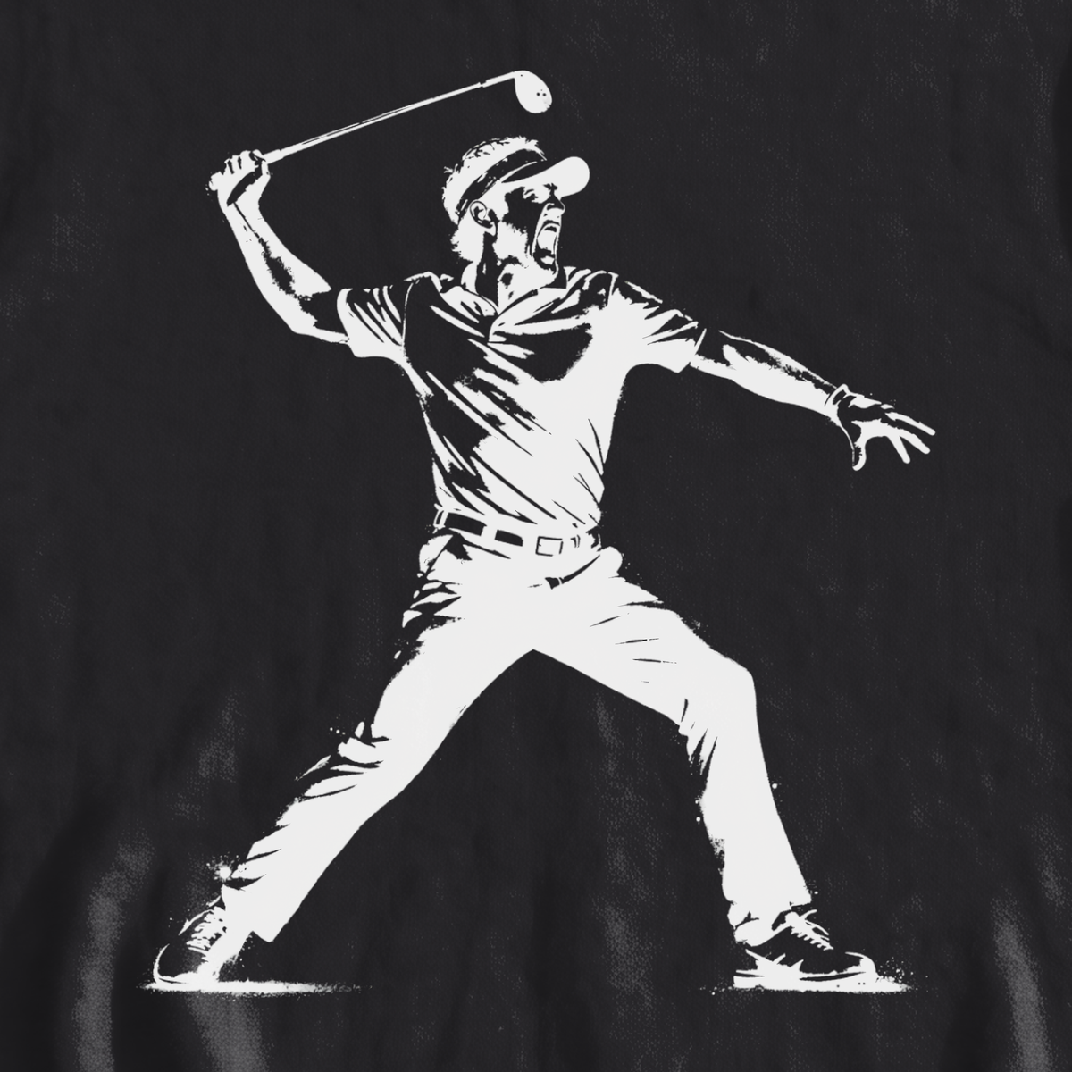 Angry Golfer Sweatshirt, print close-up on Black