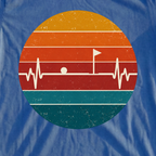 Flag EKG Retro Sunset Tee, print close-up on Royal
