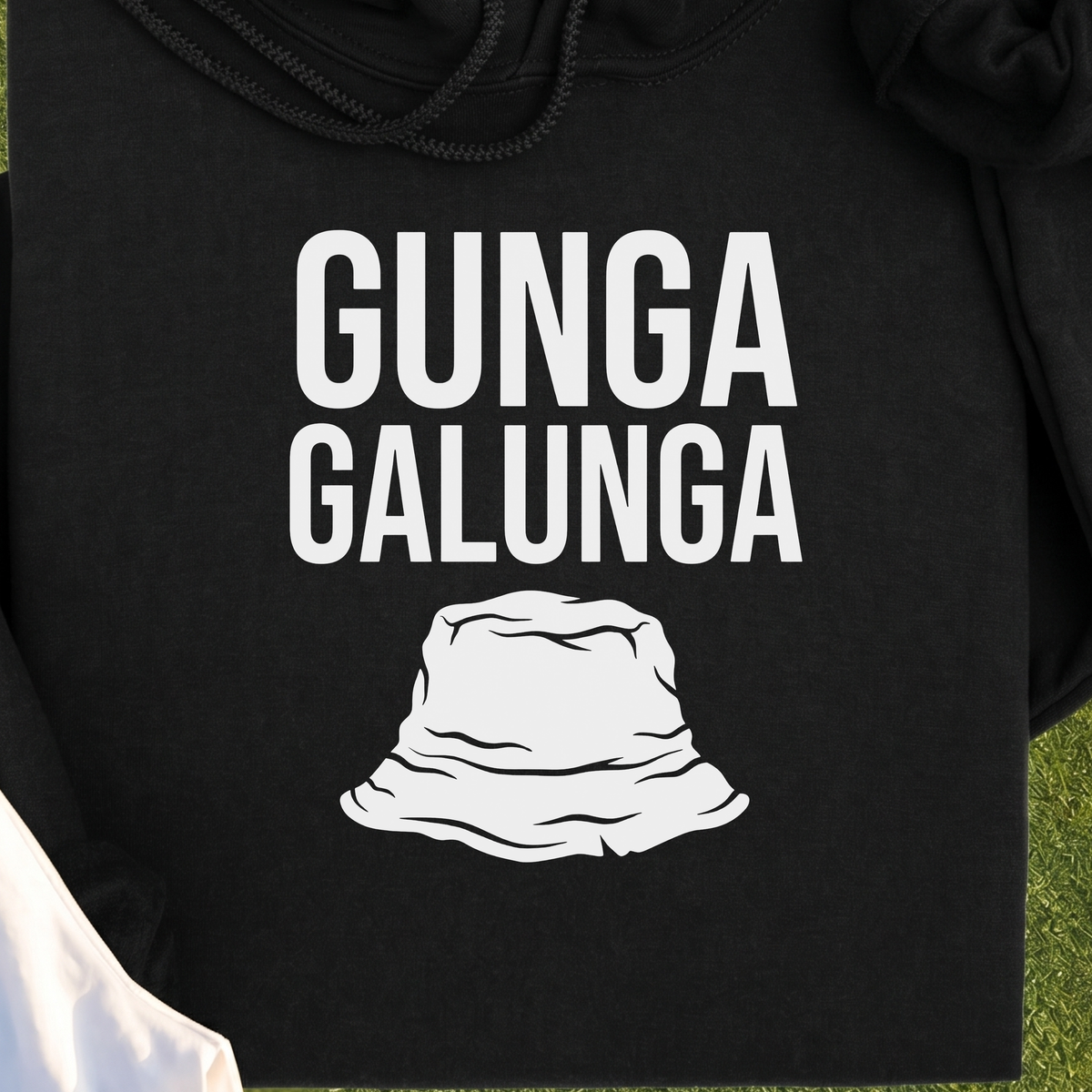 Gunga Galunga Hoodie, print close-up on Black