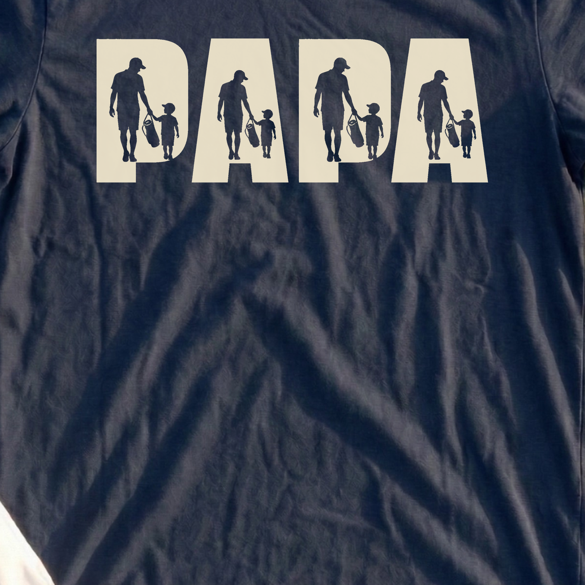 Papa's Playing Partner Tee, print close-up on Navy