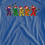 Golf Swing Bears Christmas Lights Tee, print close-up on Royal