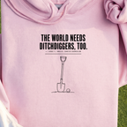 Ditch Diggers Hoodie, print close-up on Light Pink