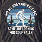 Not All Who Wandrer Yeti Long Sleeve Tee, print close-up on Black