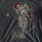 Rose Skeleton Charcoal Tee, print close-up on Black