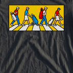 The Crossing Pop Art Tee, print close-up on Black