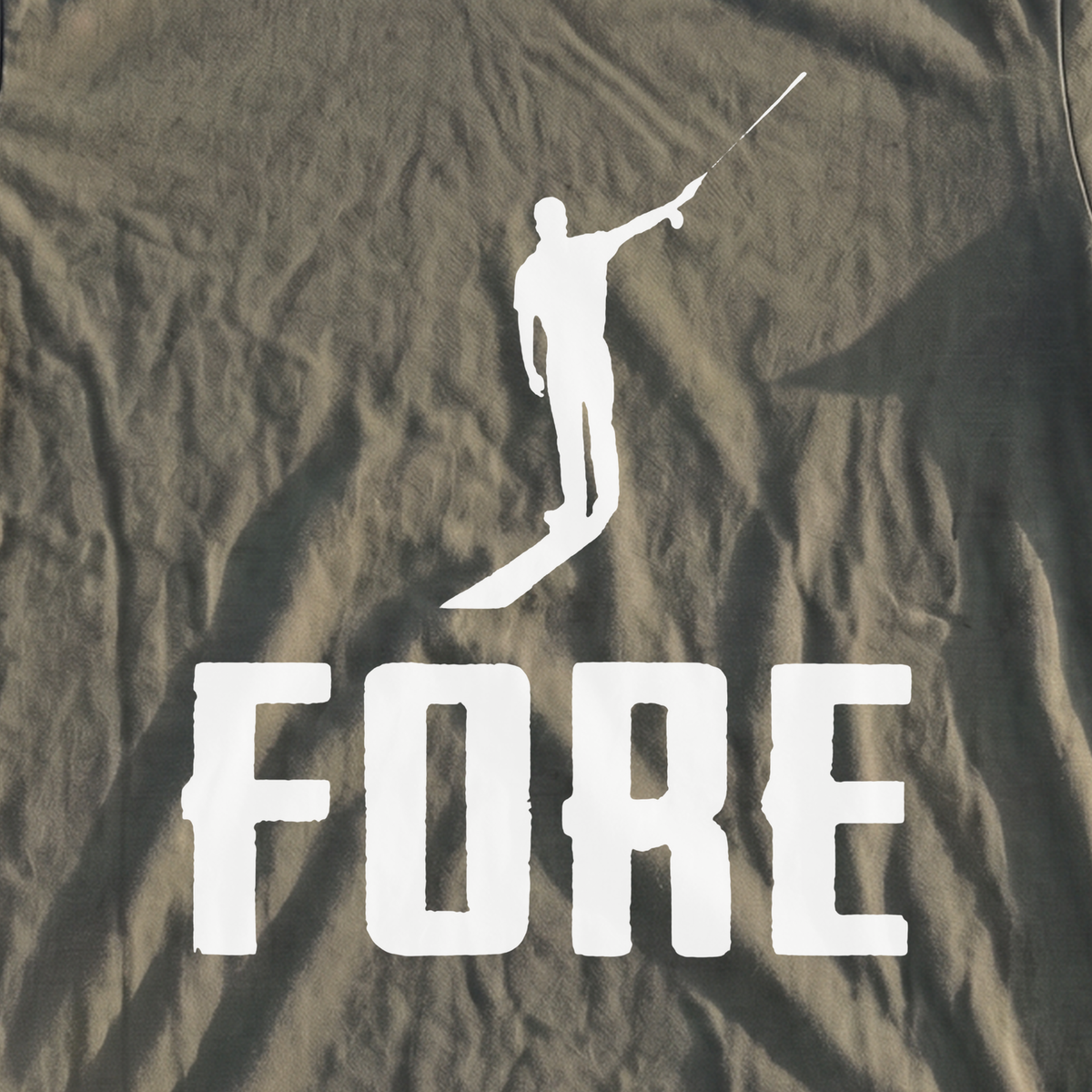 FORE! Premium Tee, print close-up on Moss
