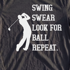 Swing Swear Repeat Long Sleeve Tee, print close-up on Black