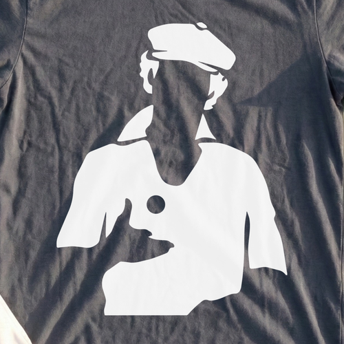 Ty Webb Silhouette Tee, print close-up on Dark Heather
