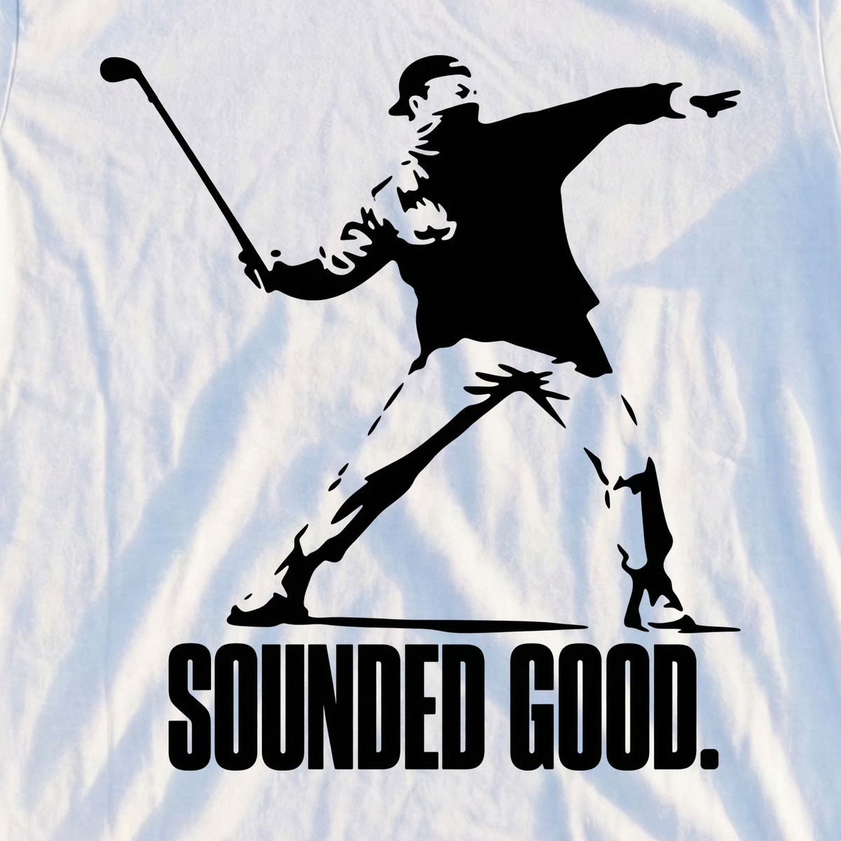 Sounded Good Club Thrower Tee, print close-up on White