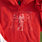 Da Vinci Swing Hoodie, print close-up on Red