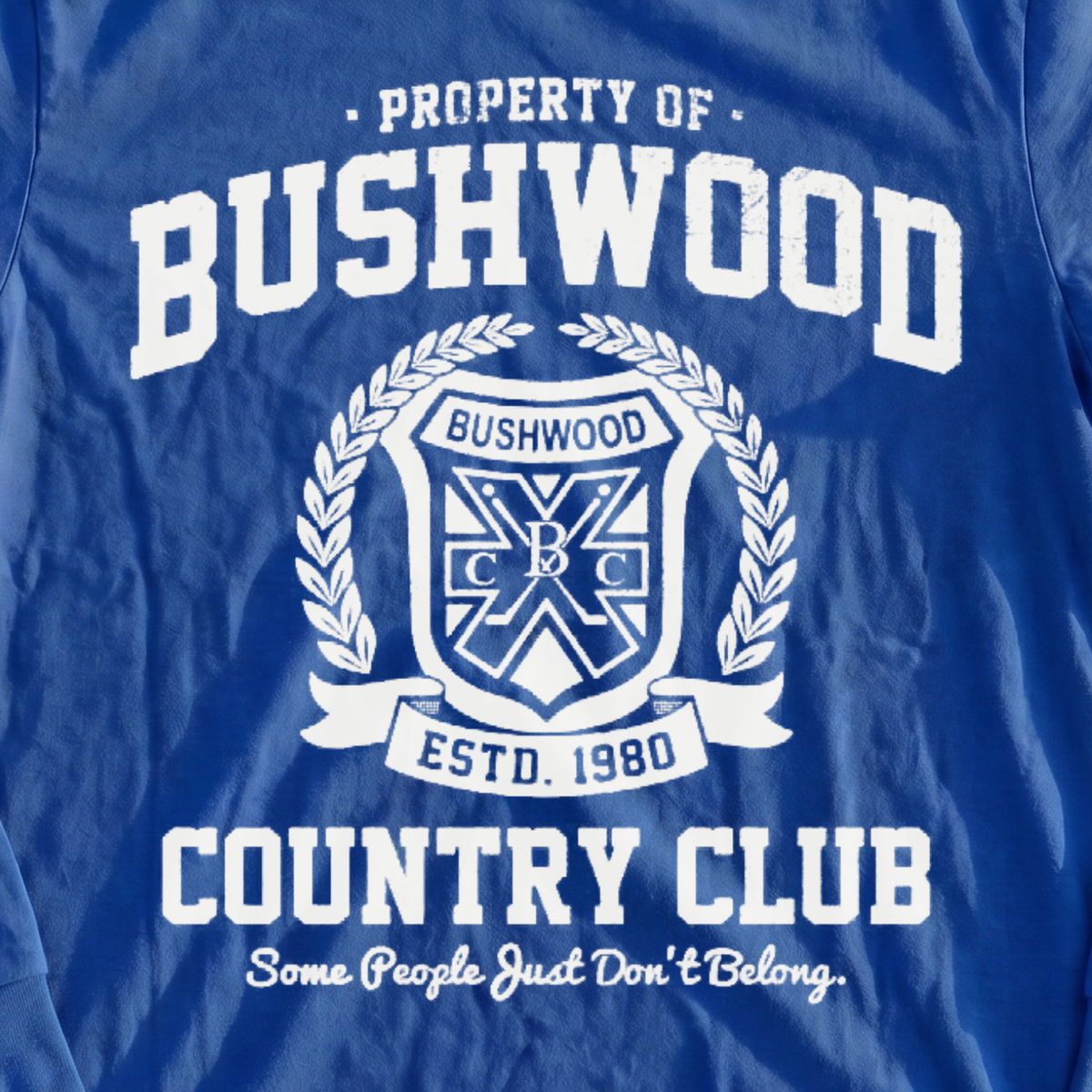 Bushwood 1980 Long Sleeve Tee, print close-up on Royal
