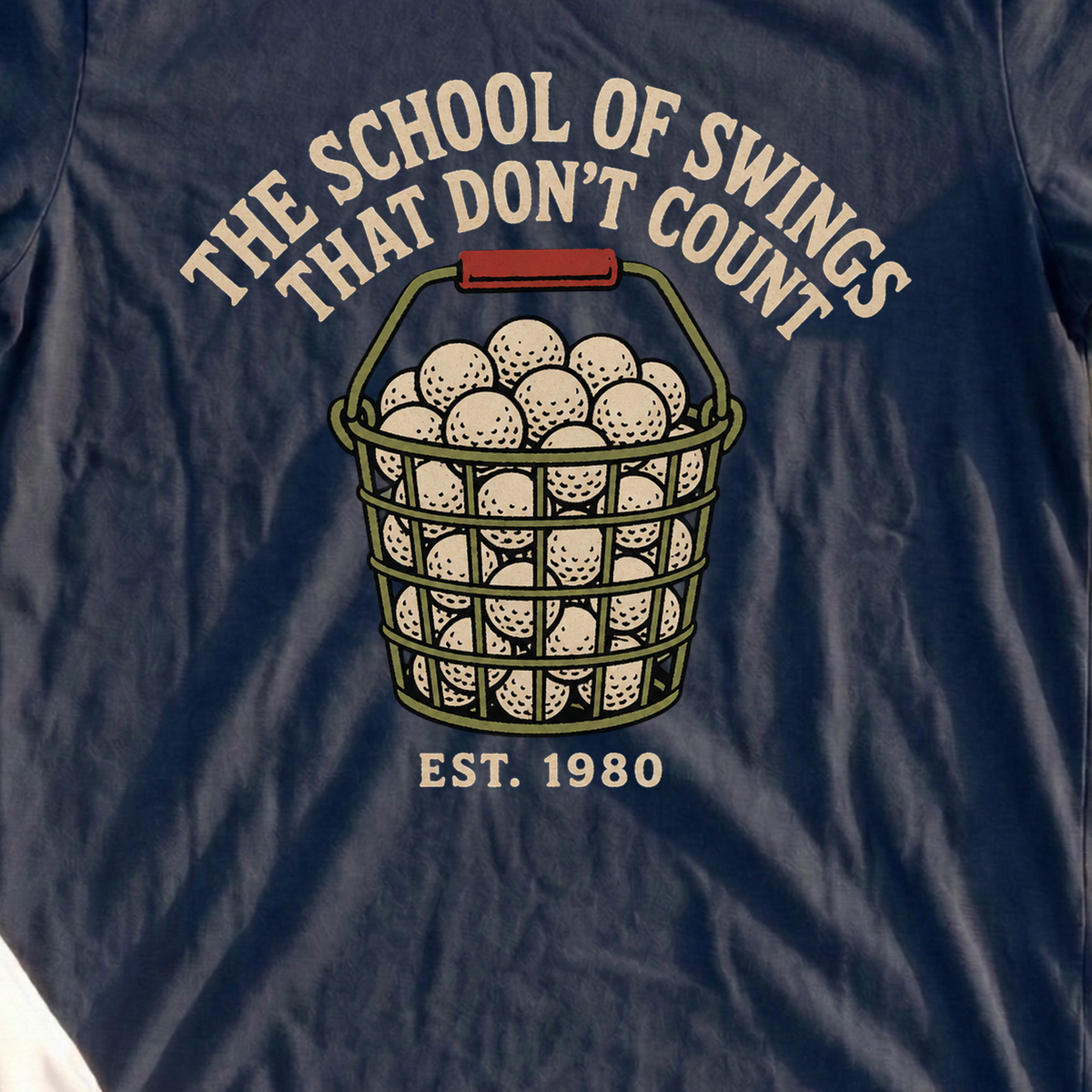 School Of Swings Tee, print close-up on Navy