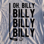 Billy Billy Billy Long Sleeve Tee, print close-up on Sport Grey